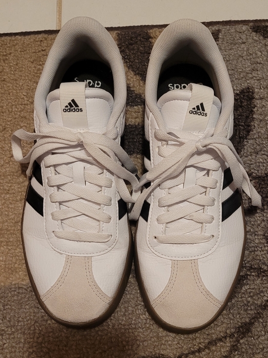 adidas Shoes - NICE! Adidas White VL COURT Sneakers with Black Stripes SIZE 7.5